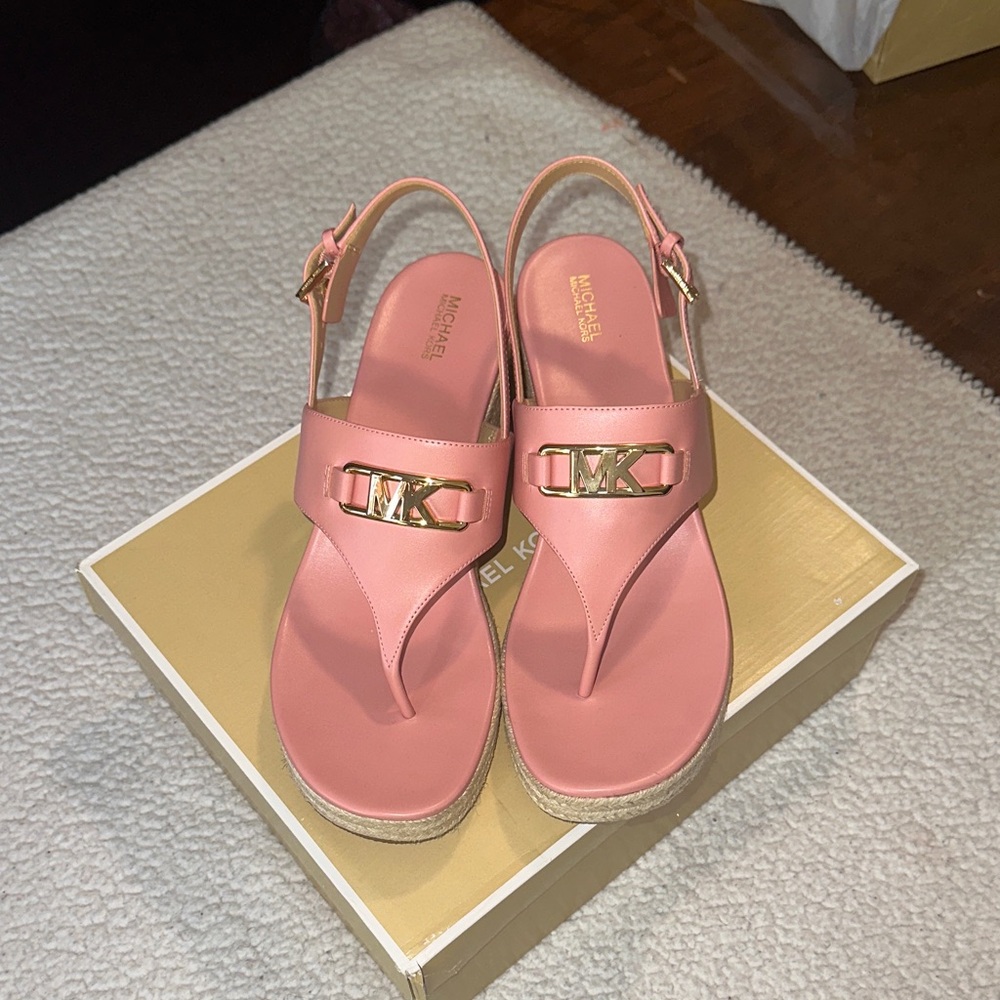 Michael Kors Blush Pink Sandals with Gold Accents